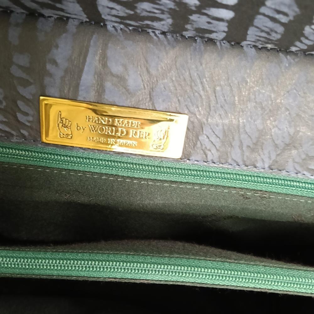 美品 WORLD REP ダークグレー 鮫革 ハンドバッグ 3358454_画像3