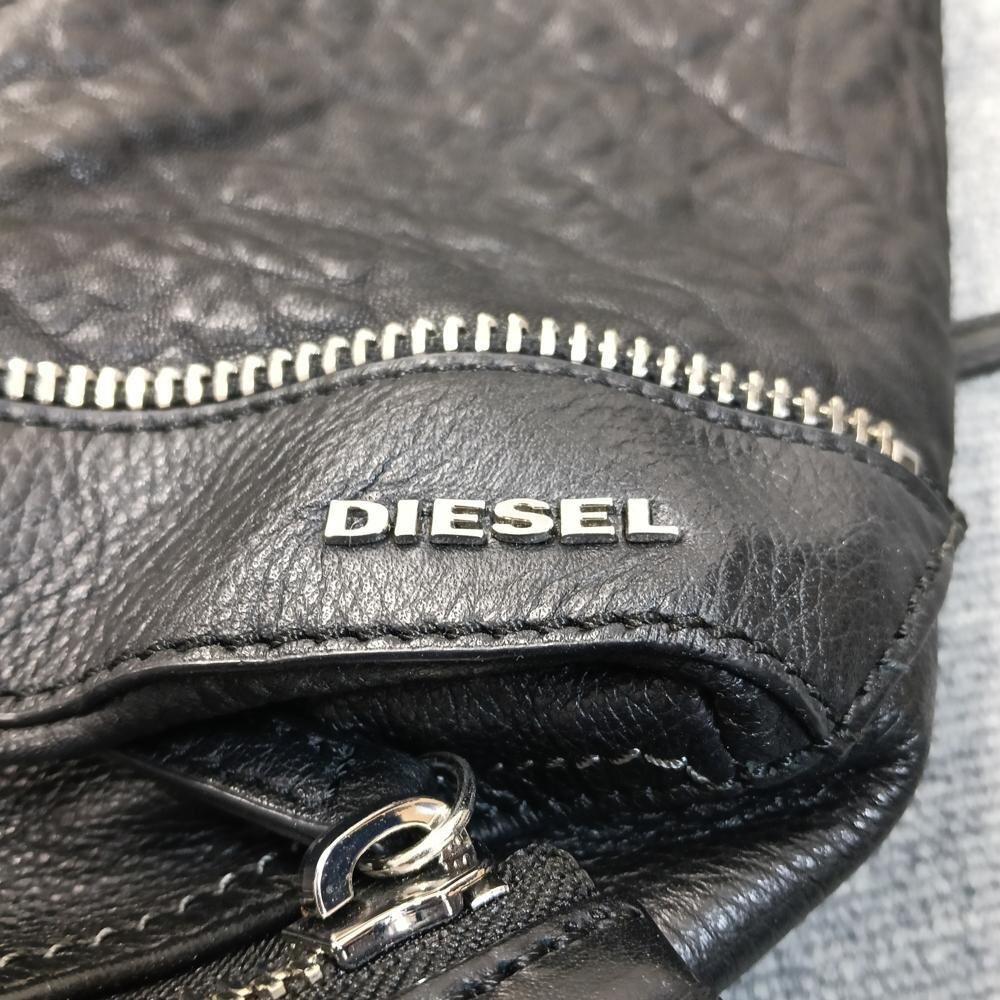 DIESEL 黒 ファスナーデザイン レザーリュックサック 3757073_画像3