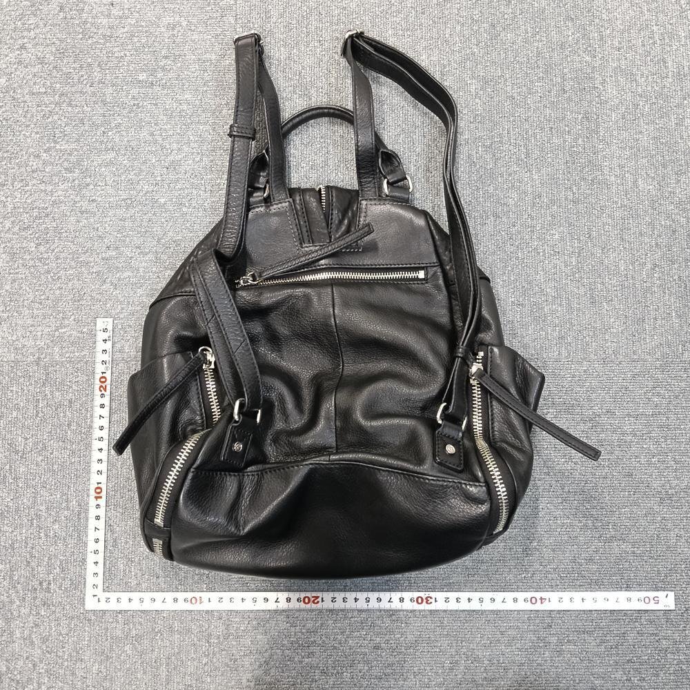 DIESEL 黒 ファスナーデザイン レザーリュックサック 3757073_画像2