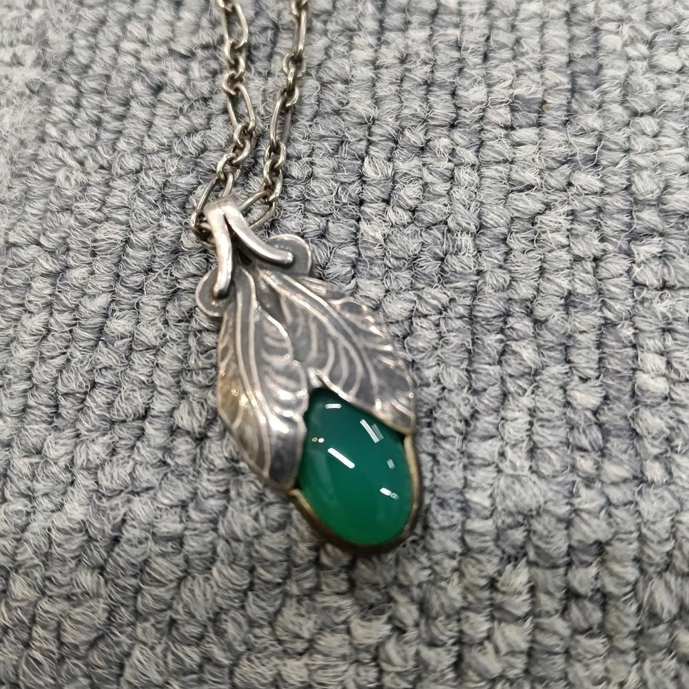 Georg Jensen ジョージ ジェンセン シルバー グリーン ネックレス 1635422_画像3