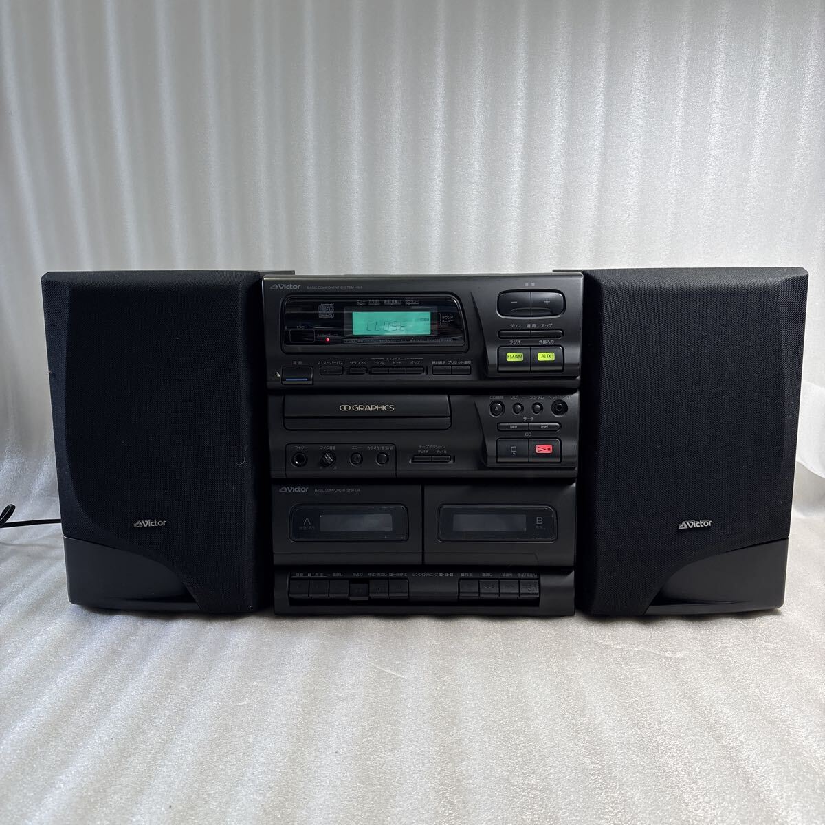 ZE470 通電OK Victor システムコンポ HX-5 スピーカー HX-B1010 オーディオ機器 ラジオ カセット レトロ ミニコンポ ビクター _画像1