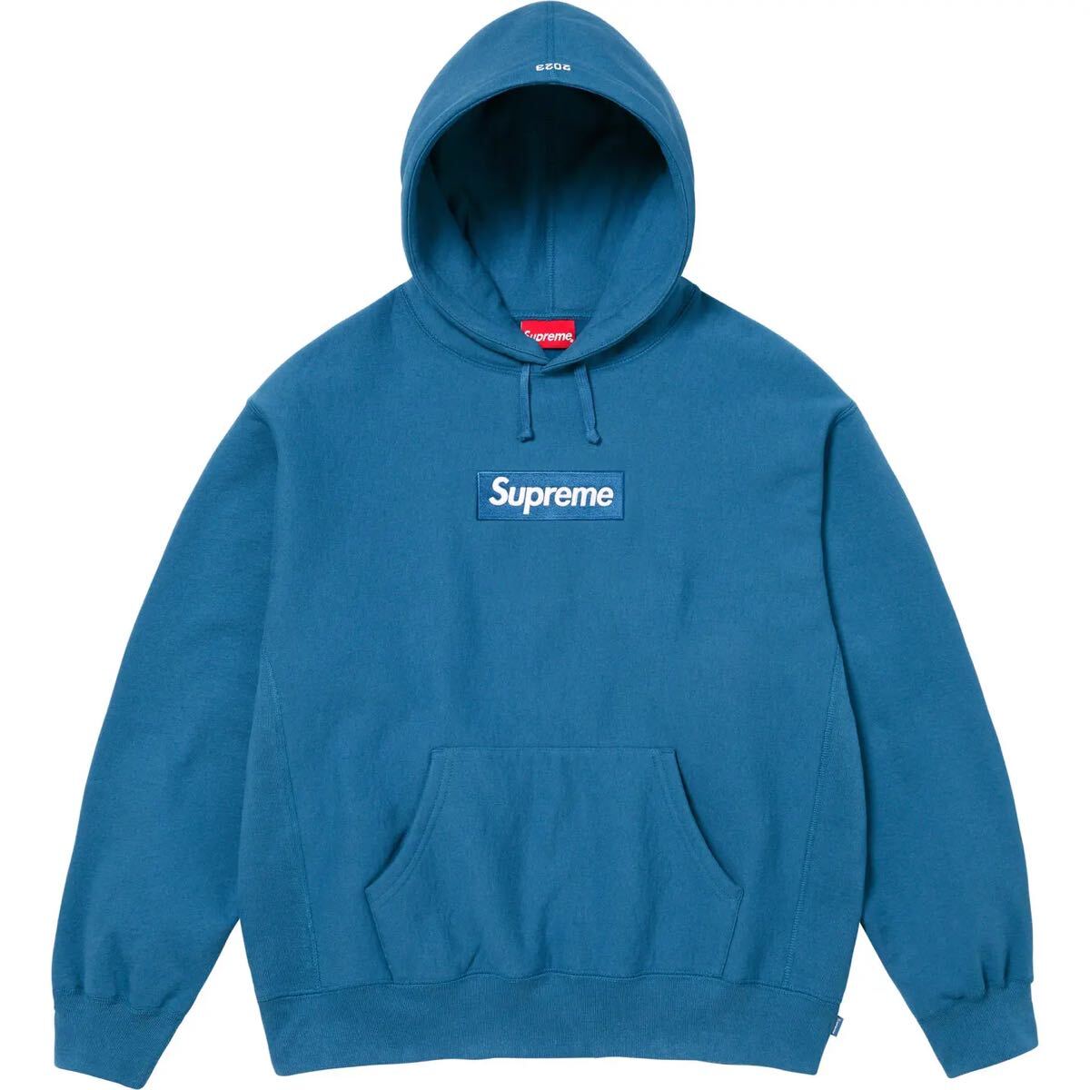 23FW Supreme Box Logo Hooded Sweatshirt Blue L 極美品 シュプリーム_画像1