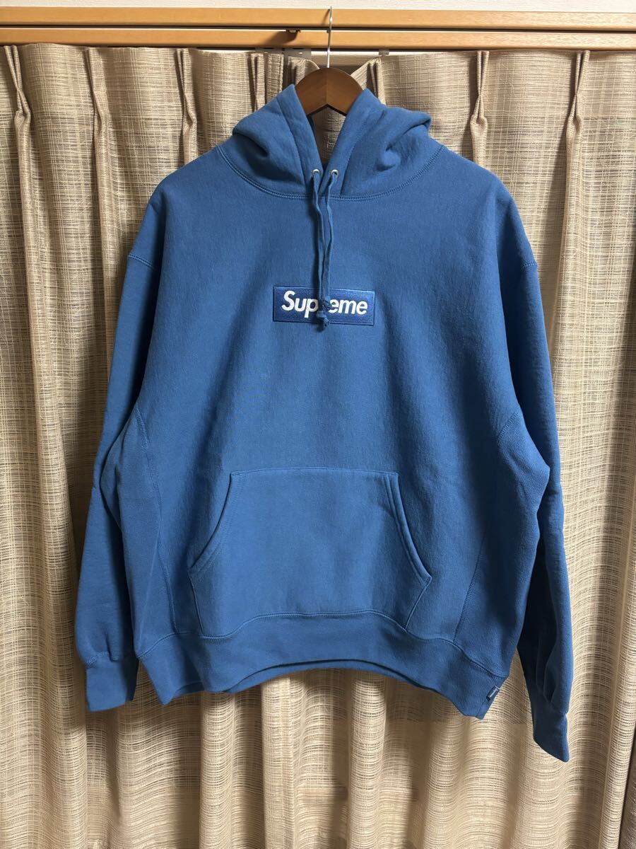 23FW Supreme Box Logo Hooded Sweatshirt Blue L 極美品 シュプリーム_画像3