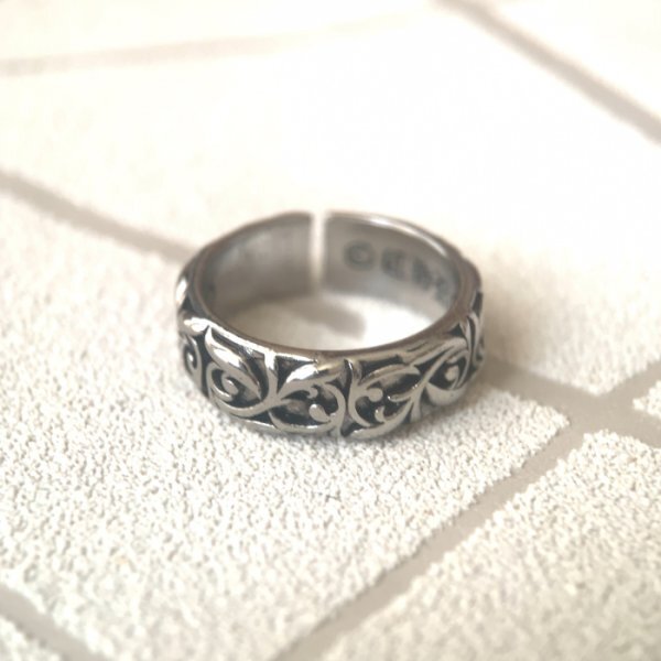 【新品未使用】【送料無料】シルバーリング メンズ アイビー 唐草 オープンリング C型 20号 調整可能 SILVER925_画像2
