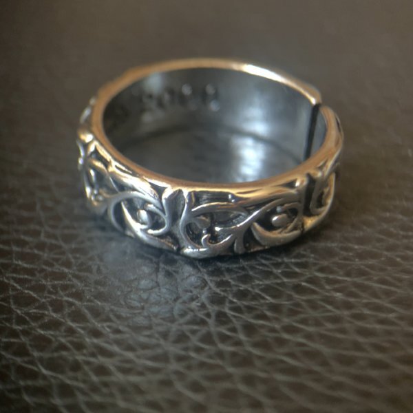 【新品未使用】【送料無料】シルバーリング メンズ アイビー 唐草 オープンリング C型 20号 調整可能 SILVER925_画像5