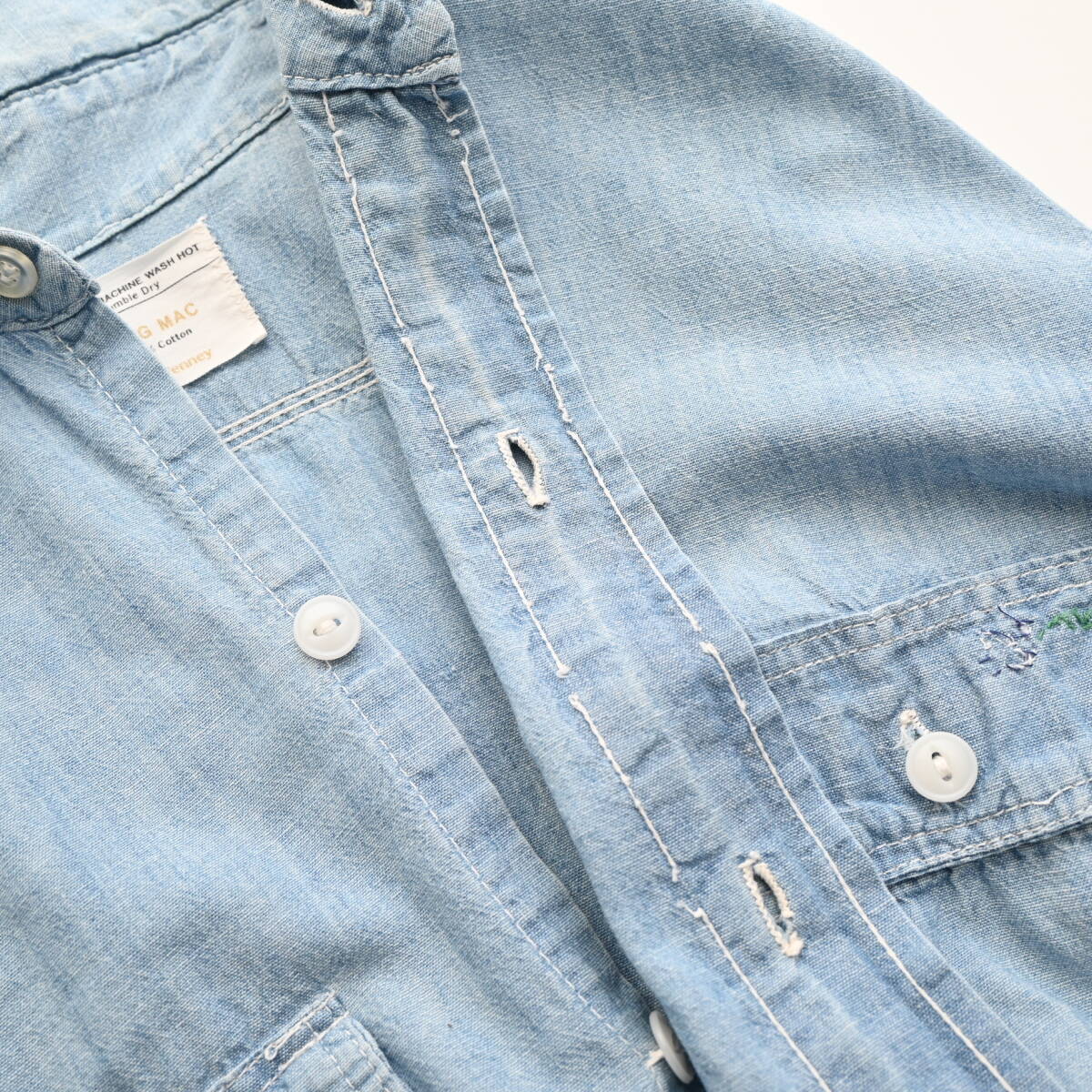 【ビンテージ】BIGMAC ビッグマック 長袖シャンブレーシャツ インディゴ ワークシャツ ヴィンテージ DA5378_画像9