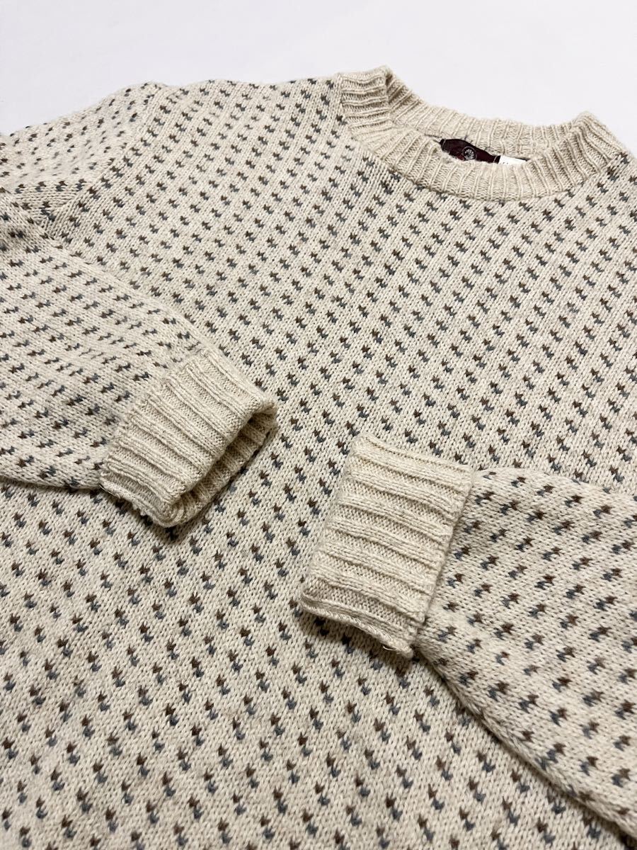 大きなサイズ 80〜90s CLASSIC DIRECTIONS ウール バーズアイ総柄デザイン ニット セーター_画像4