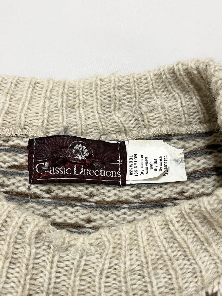大きなサイズ 80〜90s CLASSIC DIRECTIONS ウール バーズアイ総柄デザイン ニット セーター_画像5