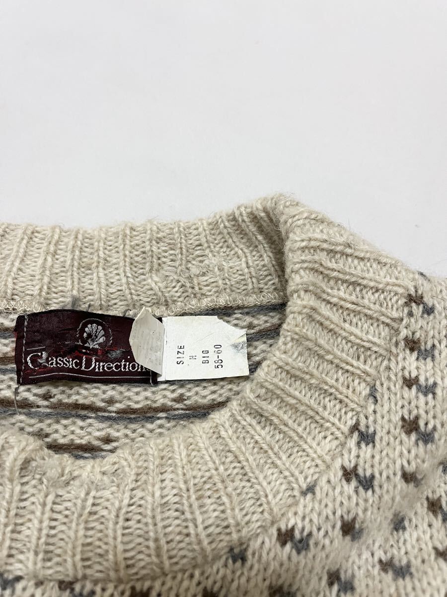 大きなサイズ 80〜90s CLASSIC DIRECTIONS ウール バーズアイ総柄デザイン ニット セーター_画像6
