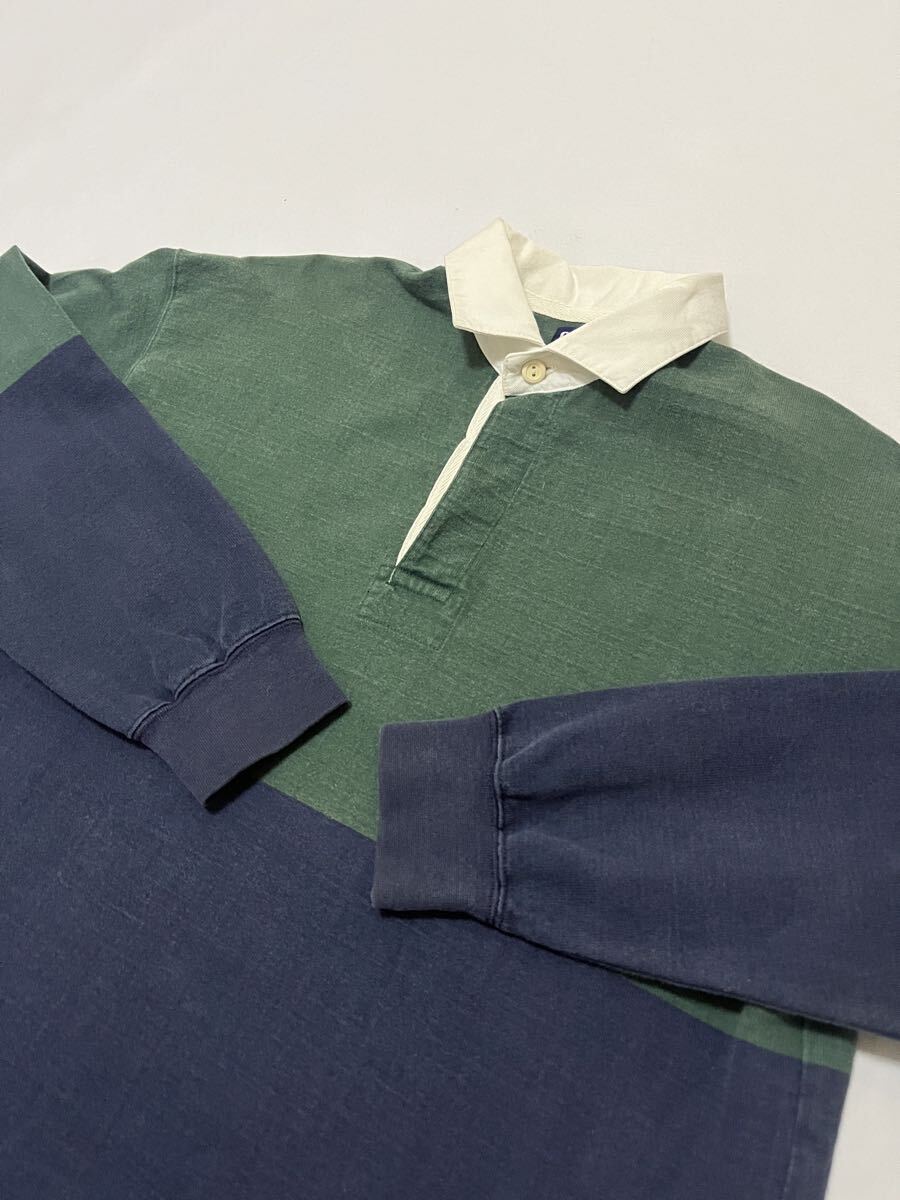 90s OLD GAP オールドギャップ コットン バイカラー ラガーシャツ 長袖 ポロシャツ_画像3