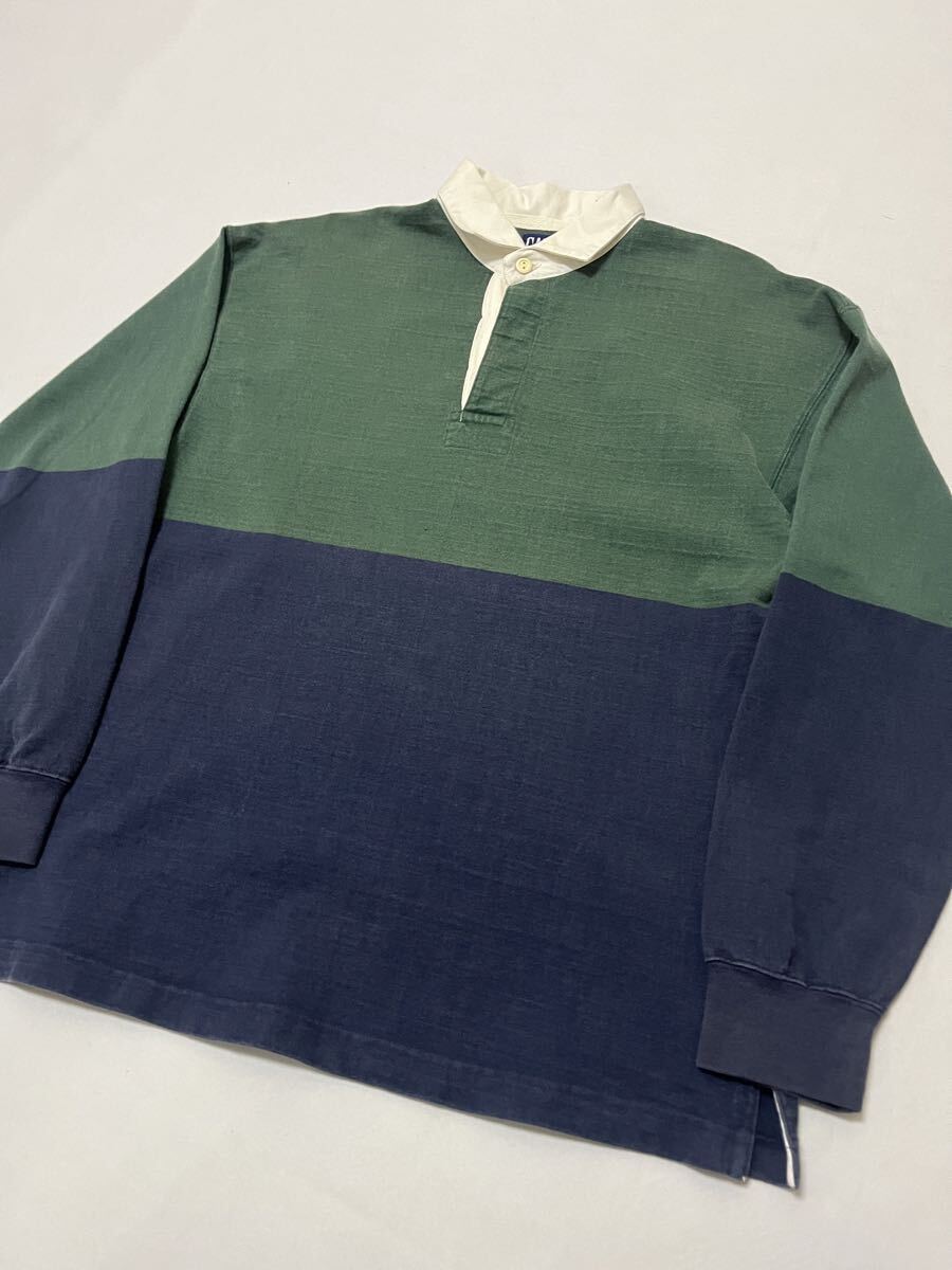90s OLD GAP オールドギャップ コットン バイカラー ラガーシャツ 長袖 ポロシャツ_画像4