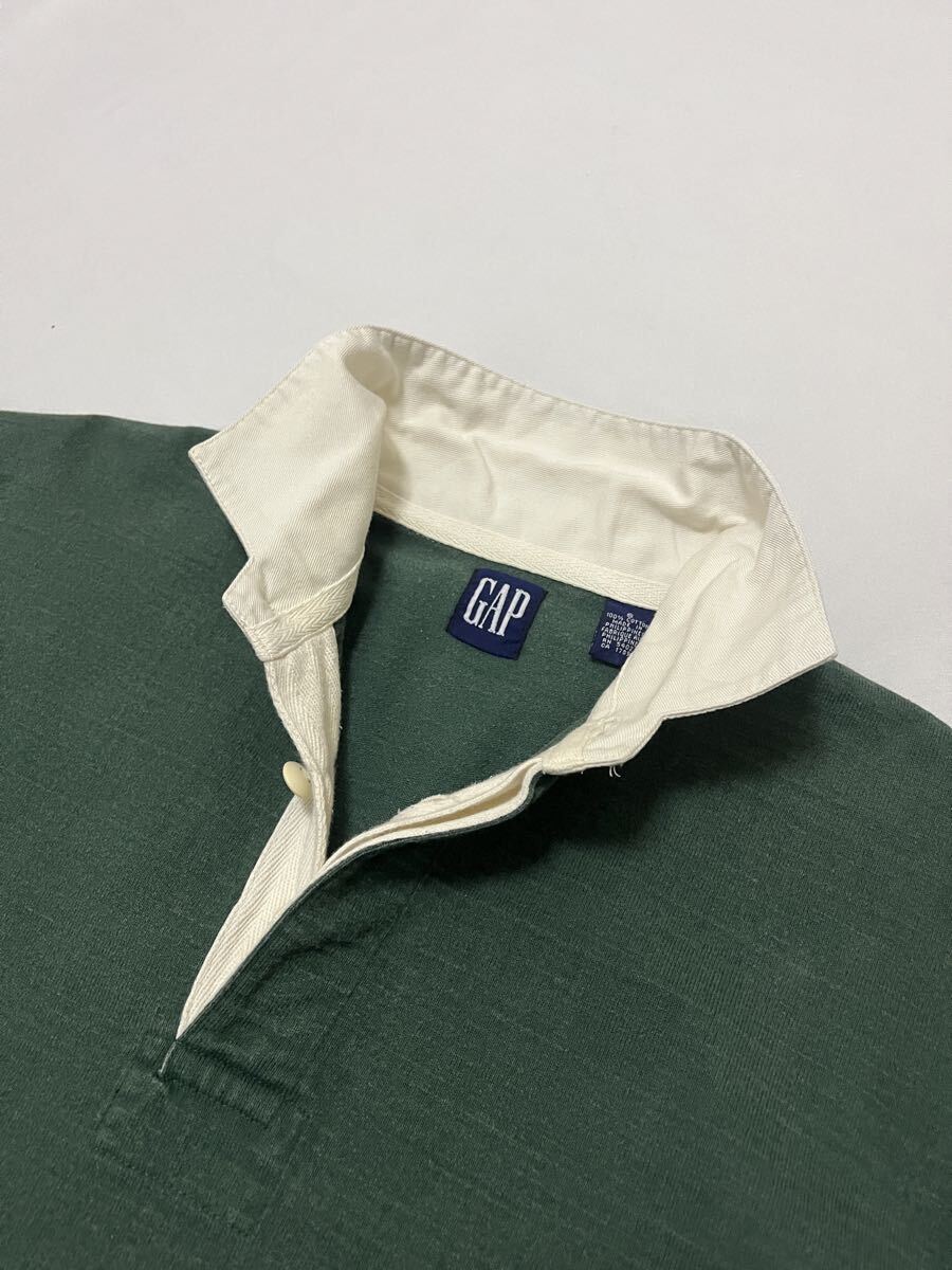 90s OLD GAP オールドギャップ コットン バイカラー ラガーシャツ 長袖 ポロシャツ_画像6