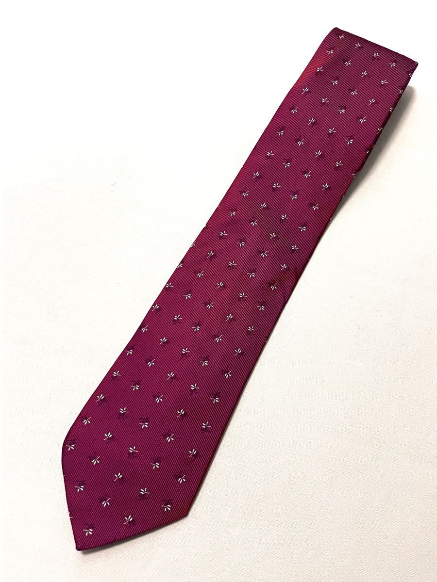 ほぼ未使用 フランス製 エルメス HERMES シルク ネクタイ 総柄_画像1