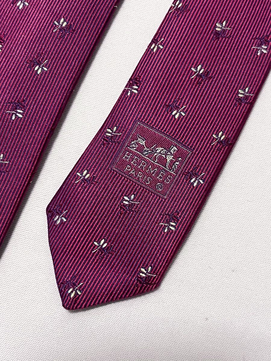 ほぼ未使用 フランス製 エルメス HERMES シルク ネクタイ 総柄_画像4