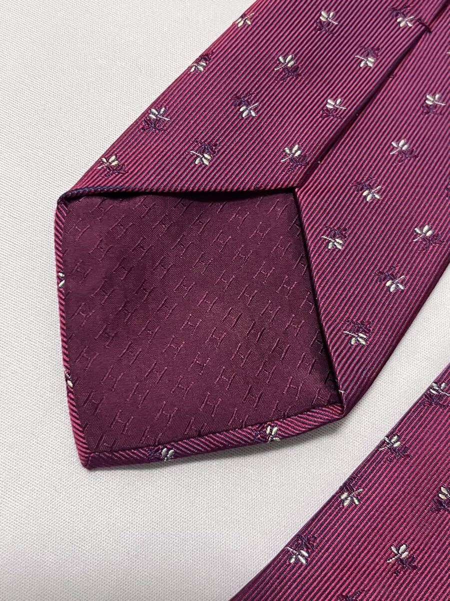 ほぼ未使用 フランス製 エルメス HERMES シルク ネクタイ 総柄_画像5