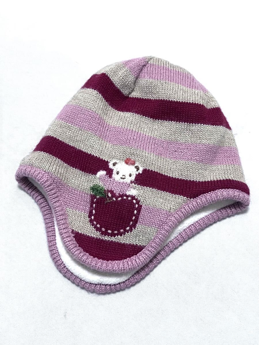 ファミリア familiar 刺繍入り 裏フリース アクリル ニット キャップ S_画像1