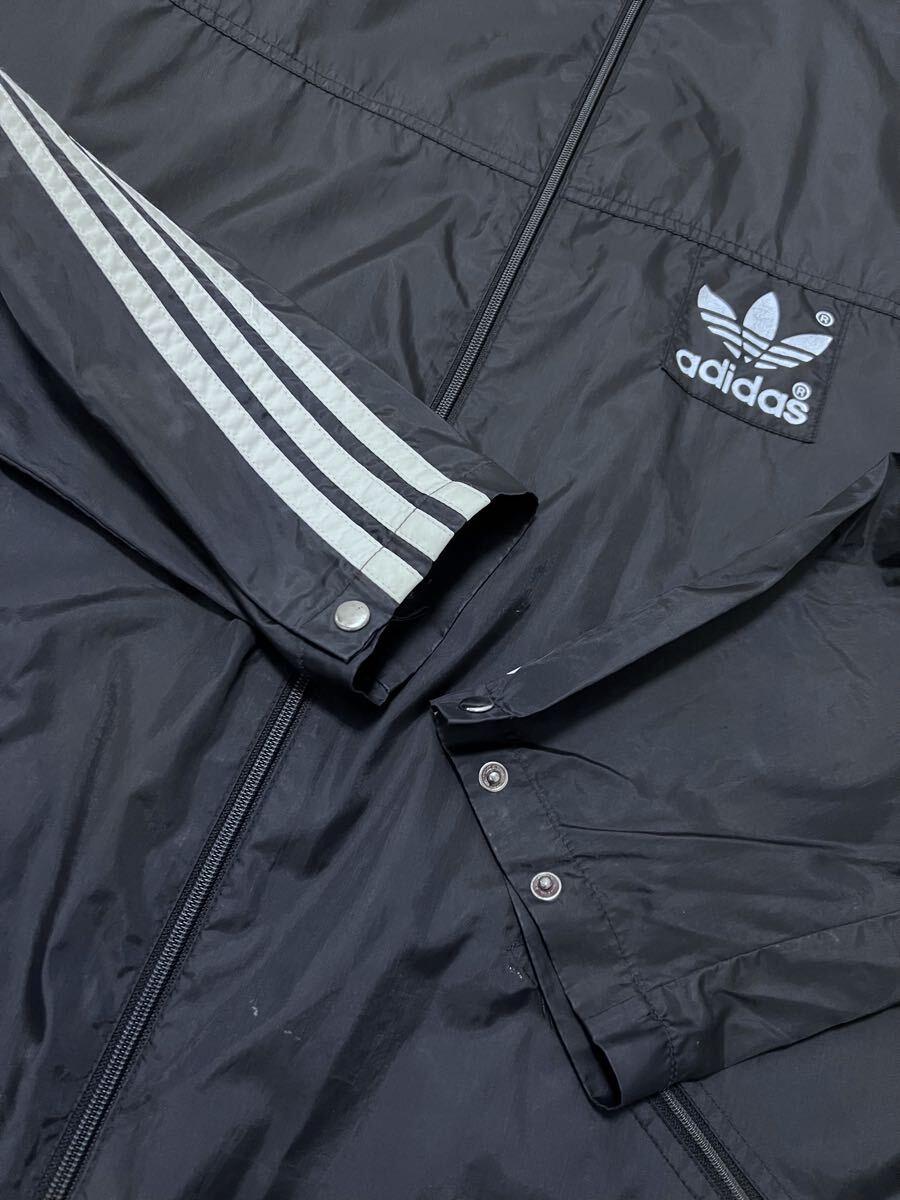 80s 香港製 adidas アディダス トレフォイル スリーストライプ ナイロン ジャケット L_画像4