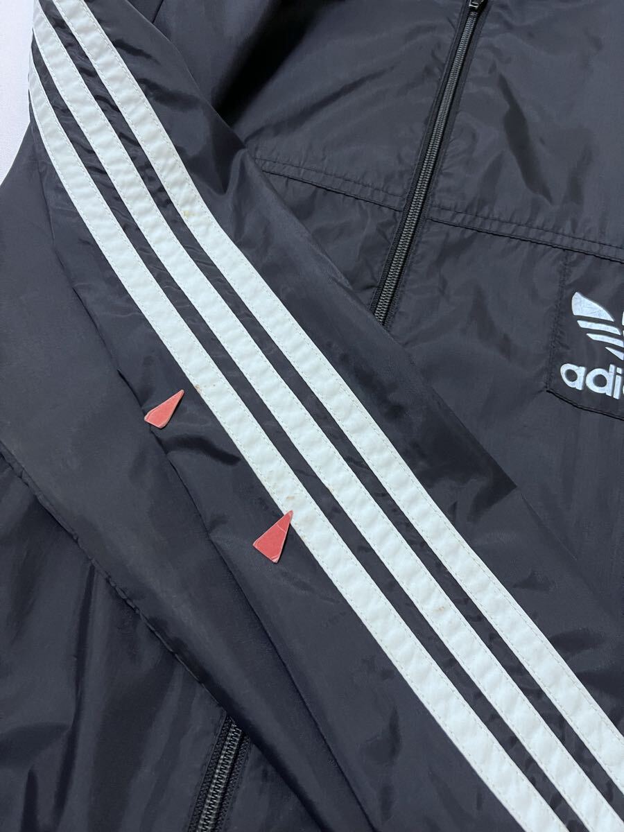 80s 香港製 adidas アディダス トレフォイル スリーストライプ ナイロン ジャケット L_画像8