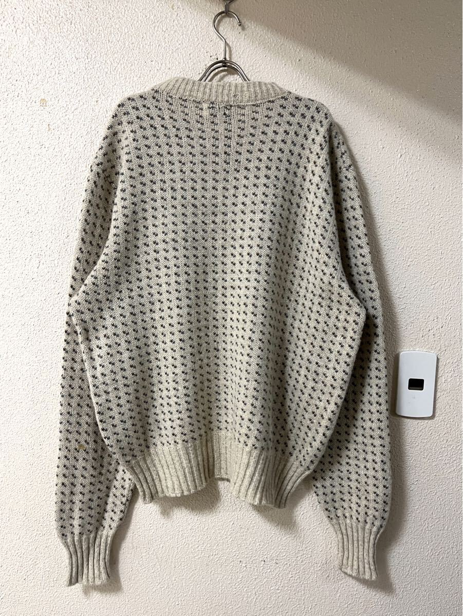 大きなサイズ 80〜90s CLASSIC DIRECTIONS ウール バーズアイ総柄デザイン ニット セーター_画像2