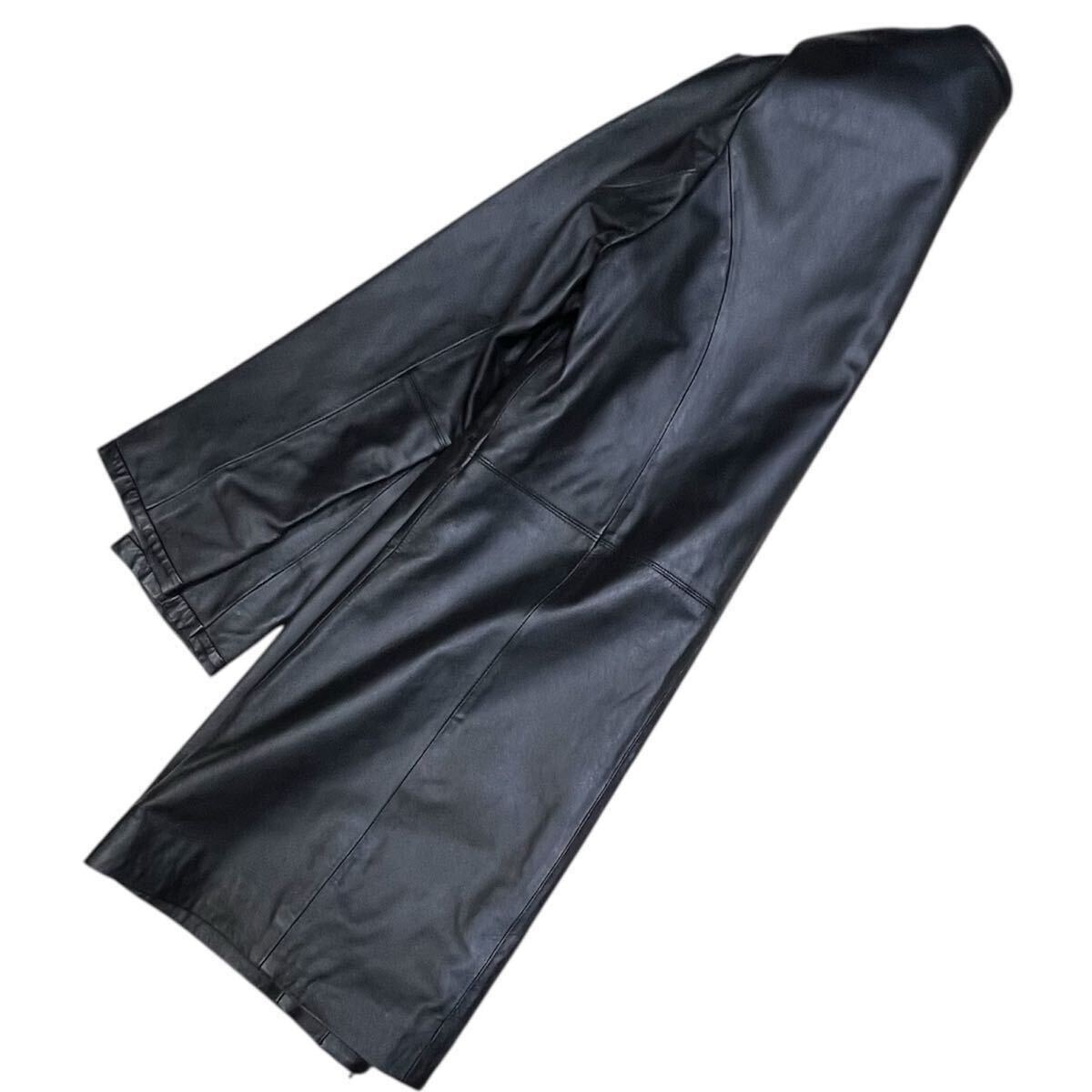 【未使用級】元町ゼラール/Zelal 3way フードダウンベストライナー付き ノーカラーラムレザー ロングコート11AR (L程)レディース/羊革 _画像4