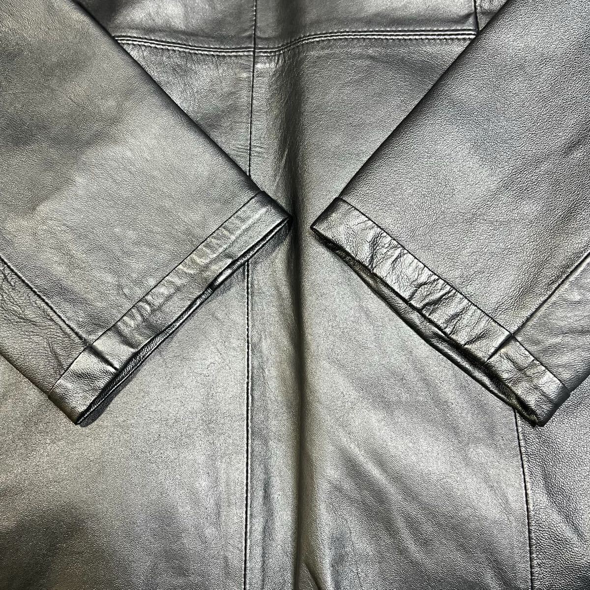 【未使用級】元町ゼラール/Zelal 3way フードダウンベストライナー付き ノーカラーラムレザー ロングコート11AR (L程)レディース/羊革 _画像9