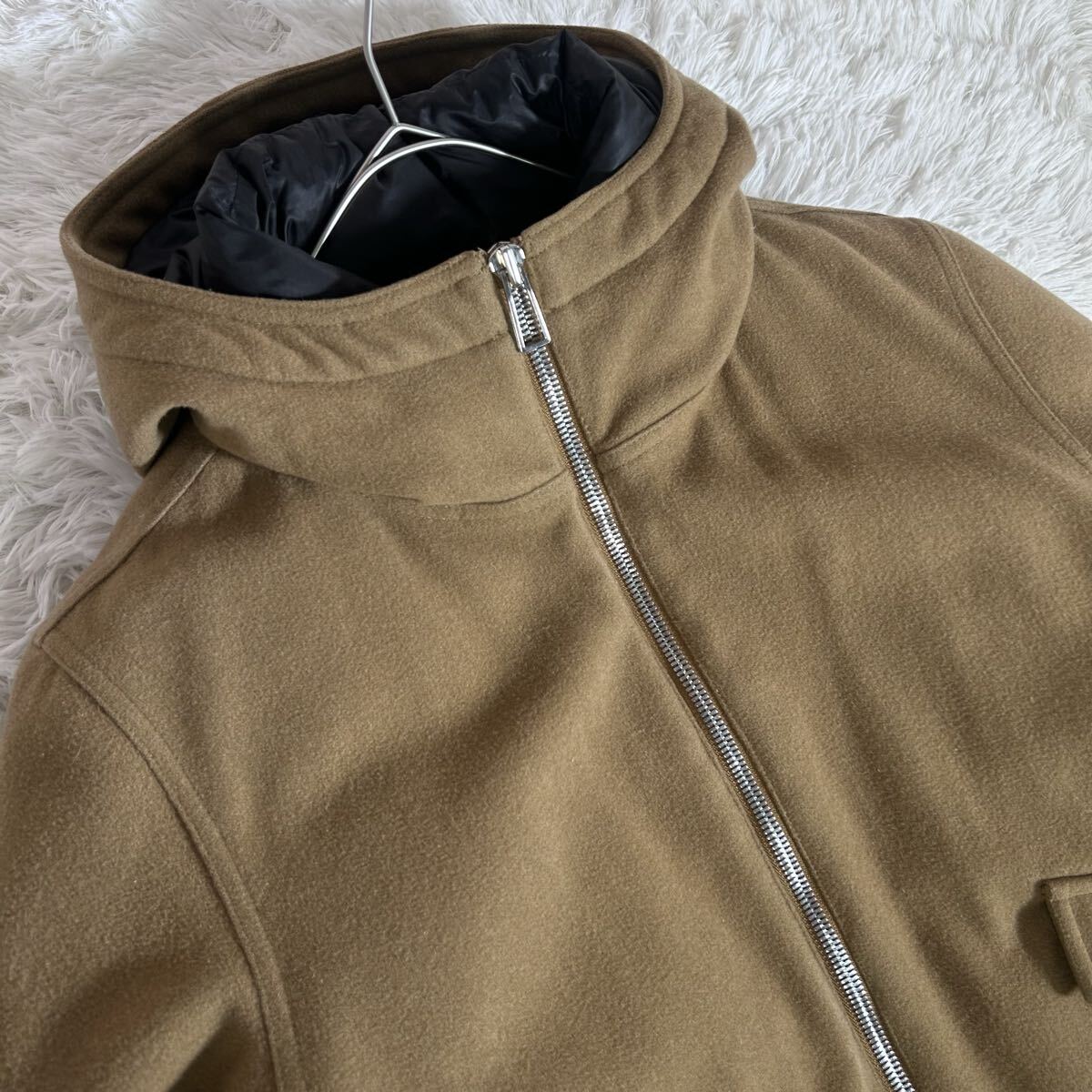 【希少!XLサイズ】Paul Smith ポールスミス ダウンジャケット ウール地 裏地レオパード 豹柄 ベージュ 肉厚 ダブルジップ メンズ アウター_画像5