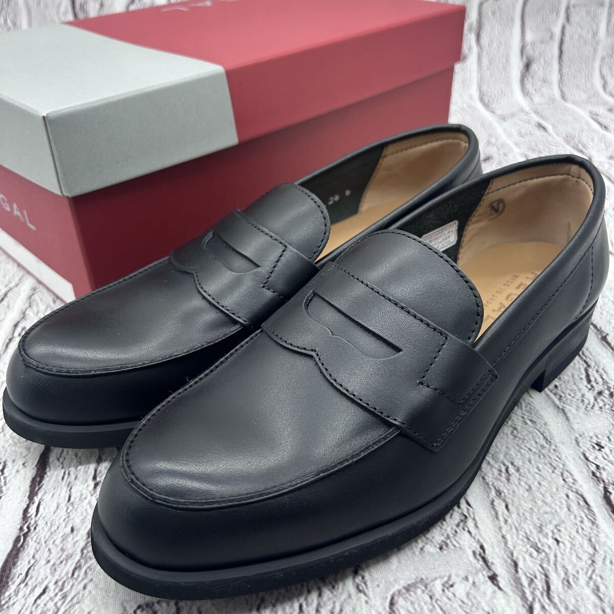 新品同様【未使用】REGAL リーガル 22DL コインローファー Uチップ 24㎝ ブラック 革靴 軽量 ビブラムソール ドレスシューズ ビジネス 本革_画像1