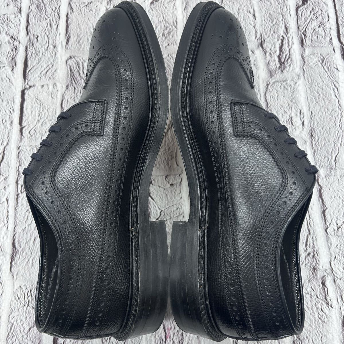 【良品】REGAL リーガル インペリアルグレード W105 ビジネスシューズ ウィングチップ フルブローグ 25㎝ 3E 幅広 ブラック 革靴 ドレス_画像4