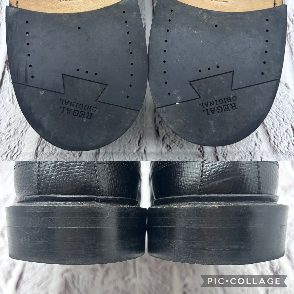 【良品】REGAL リーガル インペリアルグレード W105 ビジネスシューズ ウィングチップ フルブローグ 25㎝ 3E 幅広 ブラック 革靴 ドレス_画像7