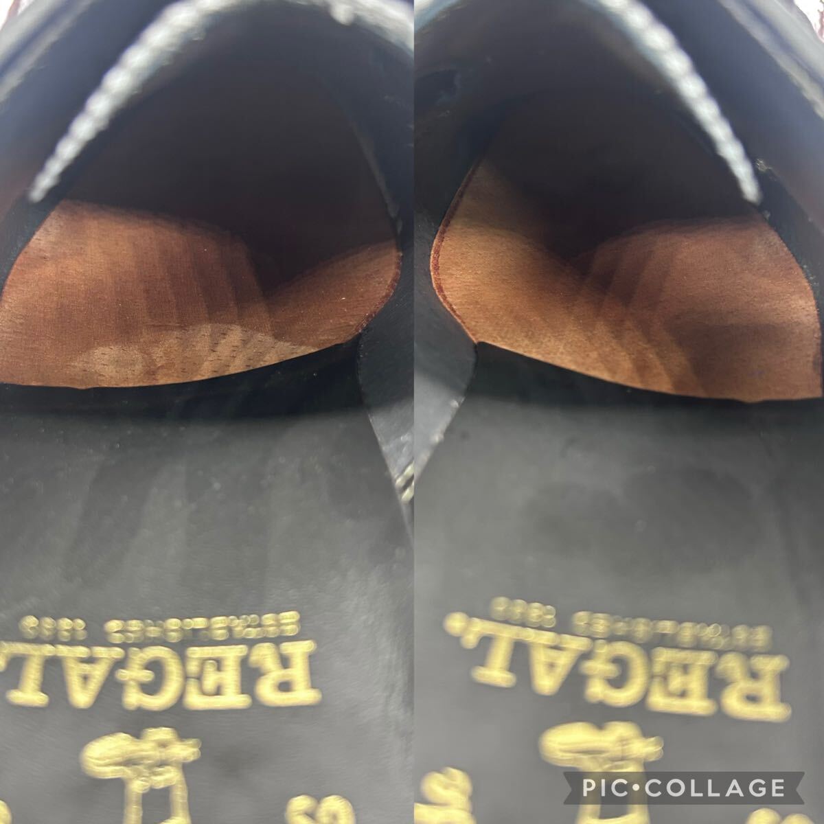 【良品】REGAL リーガル インペリアルグレード W105 ビジネスシューズ ウィングチップ フルブローグ 25㎝ 3E 幅広 ブラック 革靴 ドレス_画像8