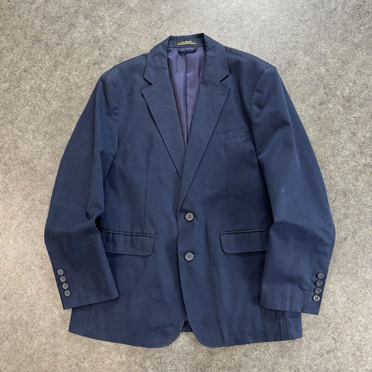 L.L.Bean [機能美と気品] エルエルビーン テーラードジャケット 2釦 紺ブレザー シングル コットン 100% ネイビー メンズ 40-SHORT 290299_画像2