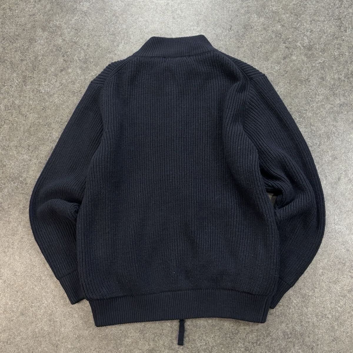 SHIPS COLORS シップス ライニング ドライバーズニット ジップアップ ジャケット 無地 ネイビー 濃紺 メンズ L 216-65-0001_画像8