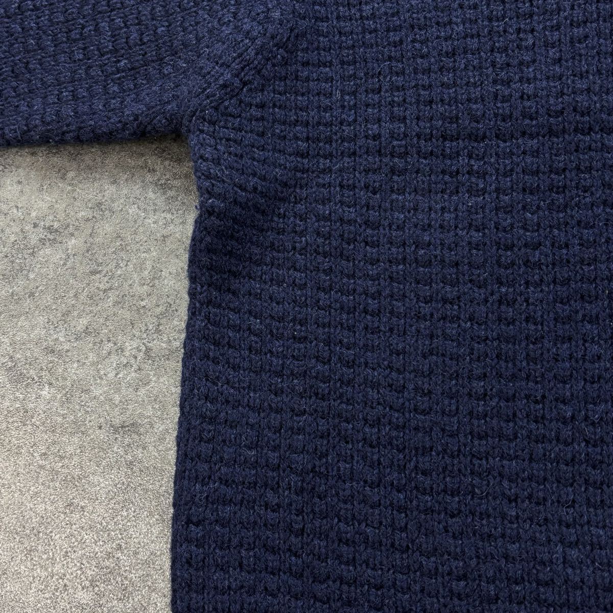 90s Vintage EDDIE BAUER エディーバウアー ショールカラー ニット セーター 厚手 プルオーバー 無地 ネイビー 紺 ヴィンテージ メンズ_画像3