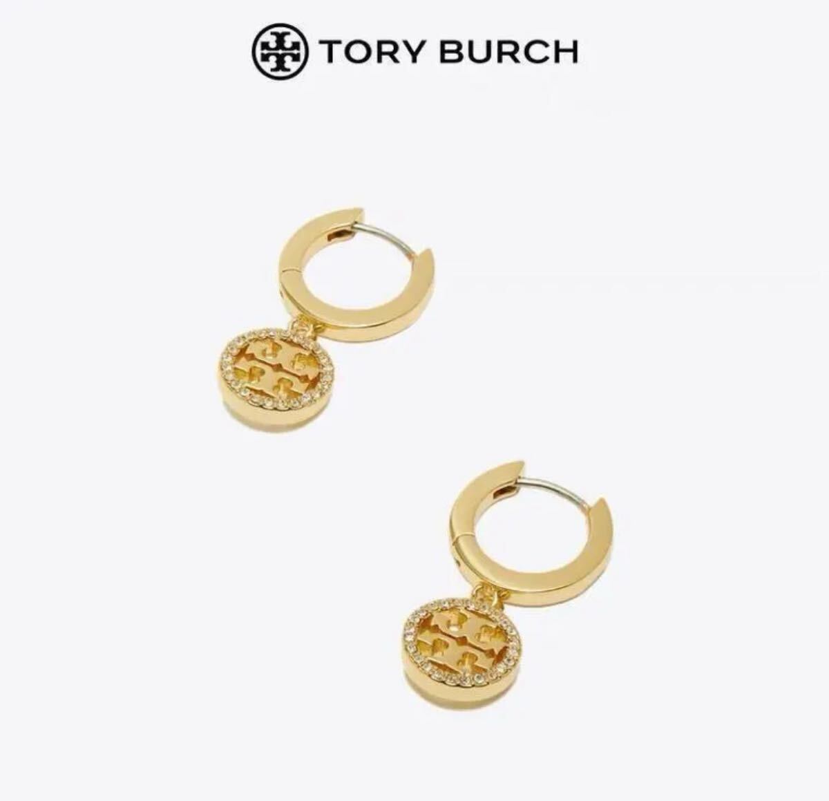 新品未使用 トリーバーチ ミラー パヴェ フープ ピアス_画像3