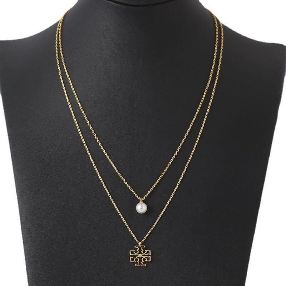 正規新品 TB023-05 Tory Burch トリーバーチ ブリテン レイヤード パール 2連 ネックレス_画像6