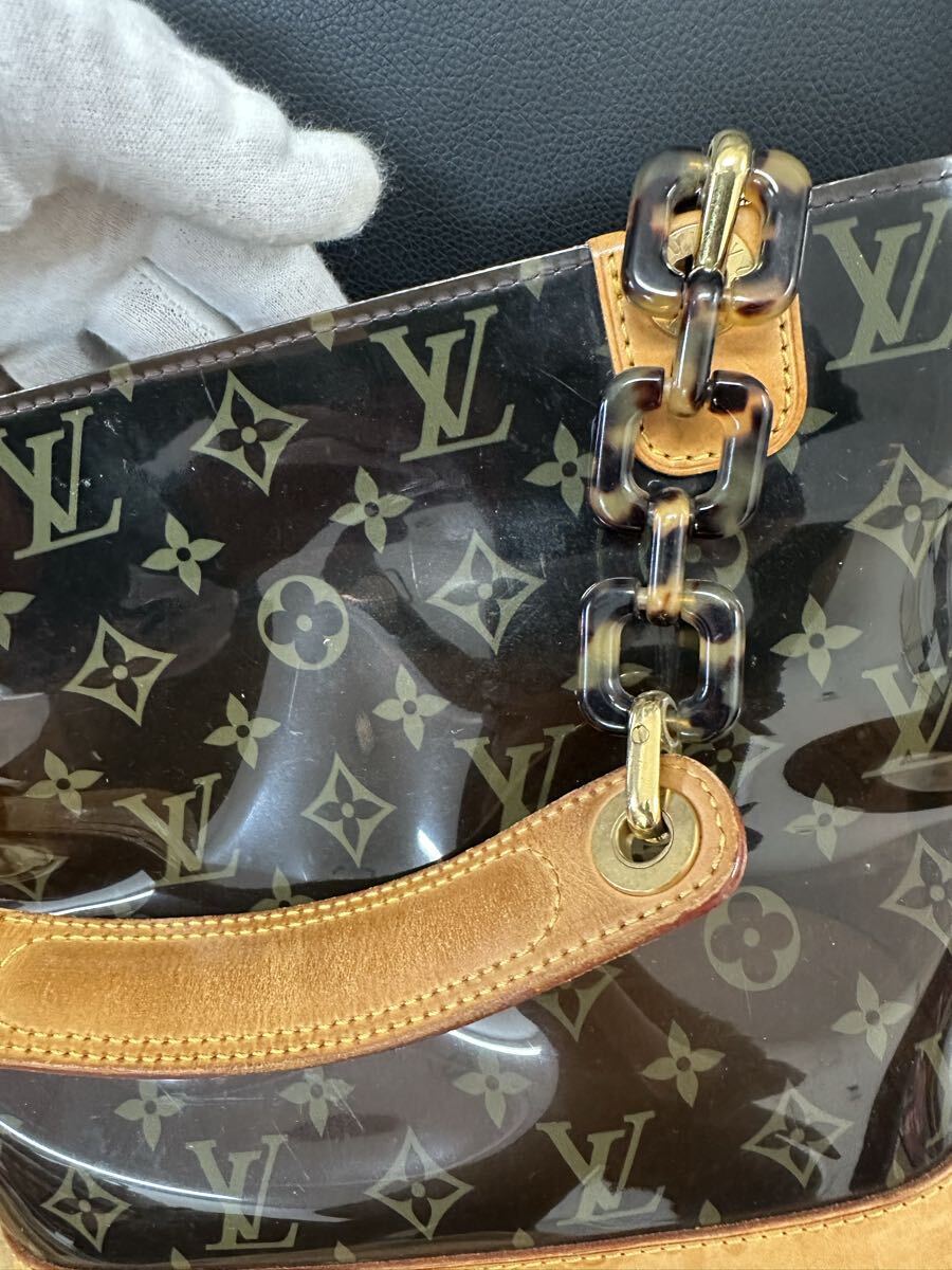 LOUIS VUITTON ルイ ヴィトン モノグラムビニール カバ アンブルPM トートバッグ ショルダーバッグ ポーチ付き クリアブラウン 茶 M92502 _画像2