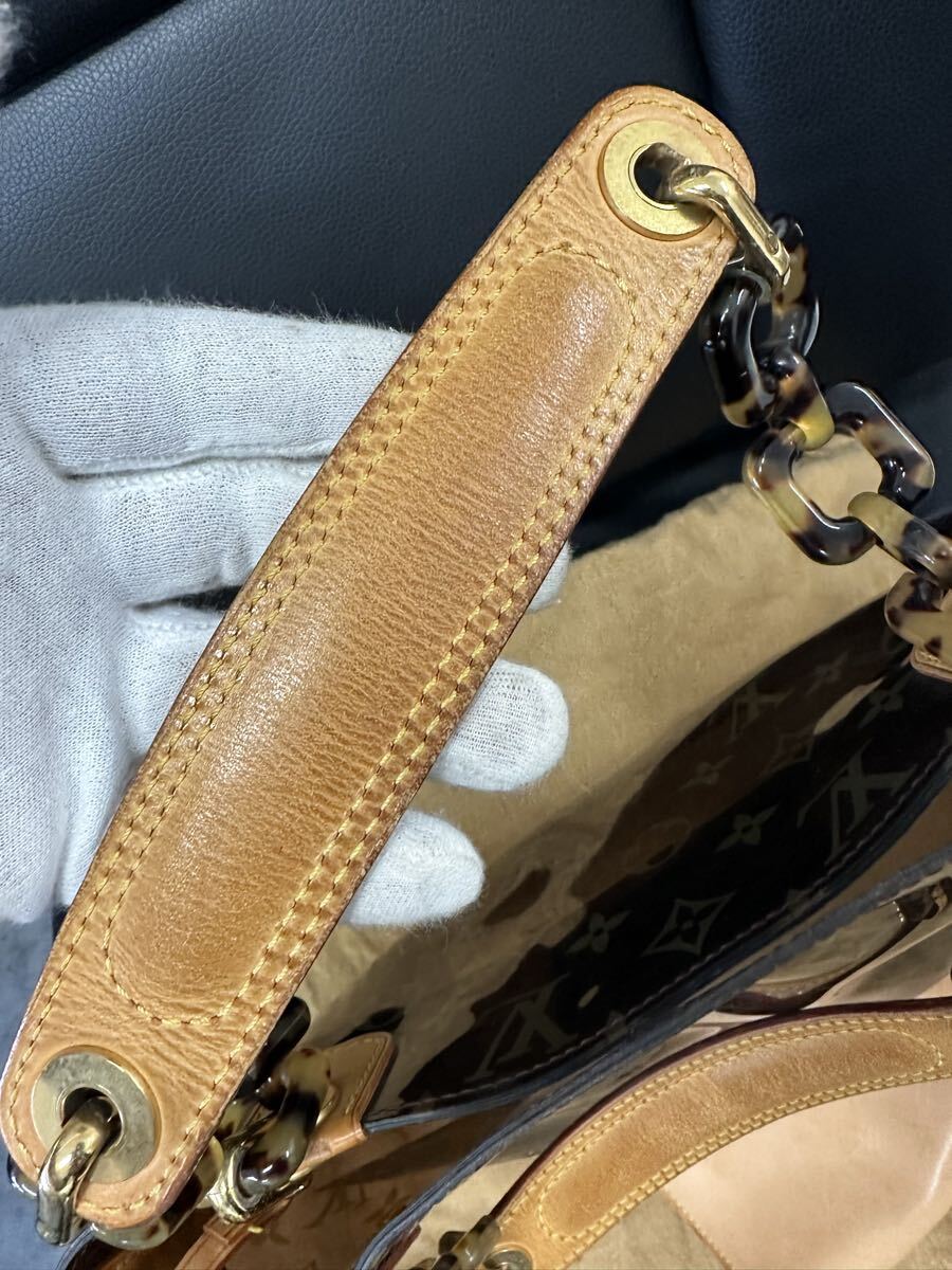 LOUIS VUITTON ルイ ヴィトン モノグラムビニール カバ アンブルPM トートバッグ ショルダーバッグ ポーチ付き クリアブラウン 茶 M92502 _画像3