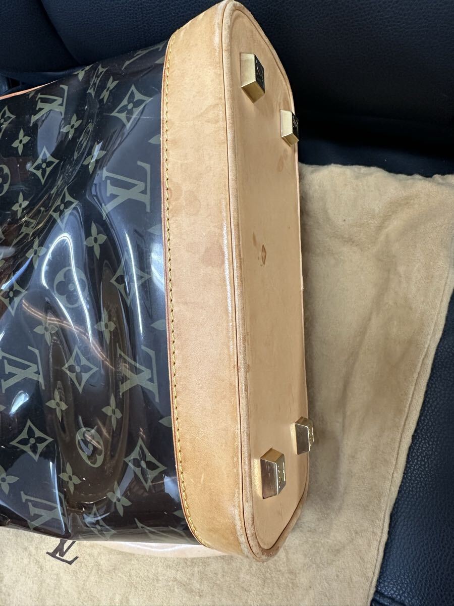 LOUIS VUITTON ルイ ヴィトン モノグラムビニール カバ アンブルPM トートバッグ ショルダーバッグ ポーチ付き クリアブラウン 茶 M92502 _画像7