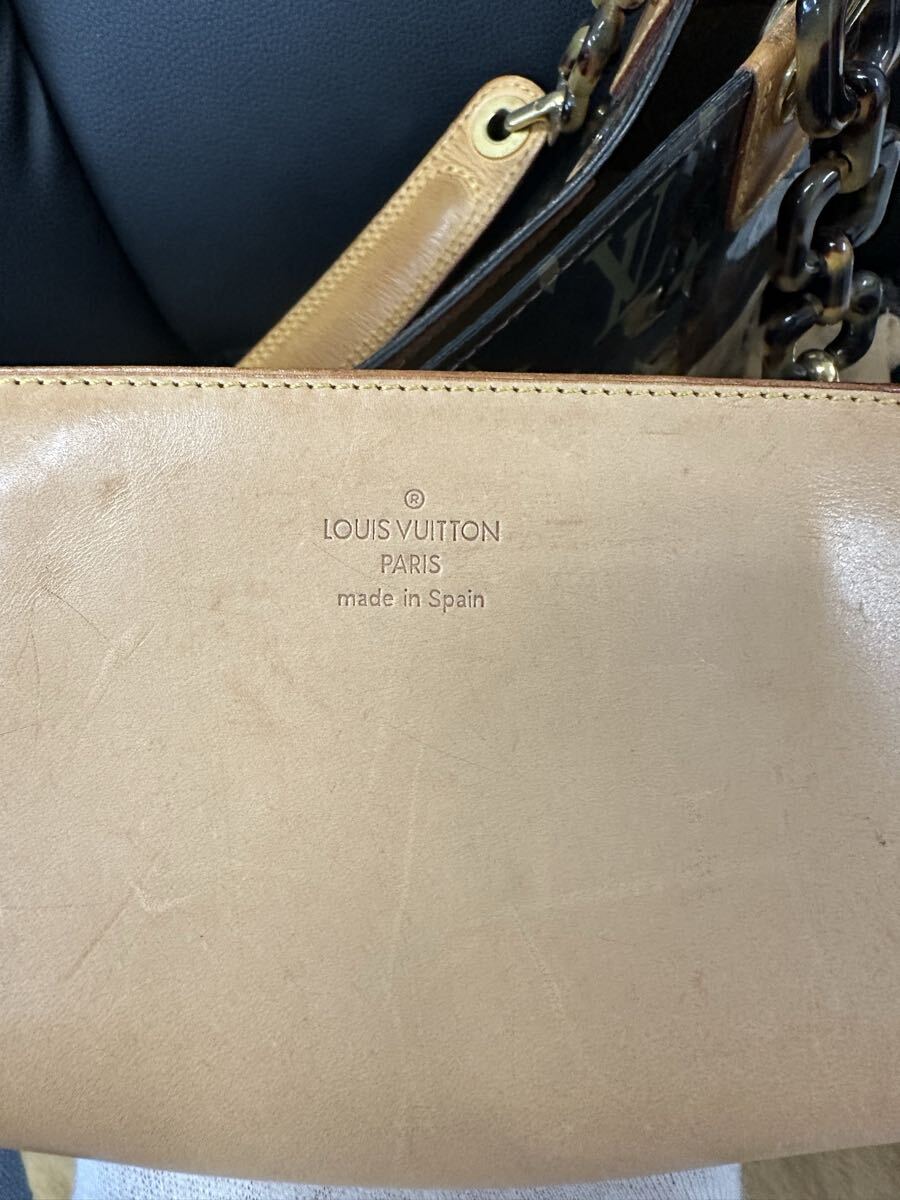 LOUIS VUITTON ルイ ヴィトン モノグラムビニール カバ アンブルPM トートバッグ ショルダーバッグ ポーチ付き クリアブラウン 茶 M92502 _画像9