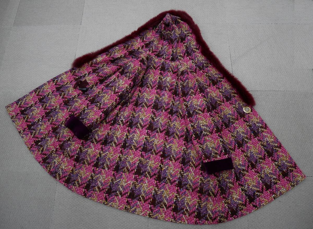 ☆染めブルーフォックス＆ニット☆ロングコート☆着丈90cm☆G-Nakaya☆フード付き☆裾回り約200cm☆レアカラー☆レアデザイン☆_画像5