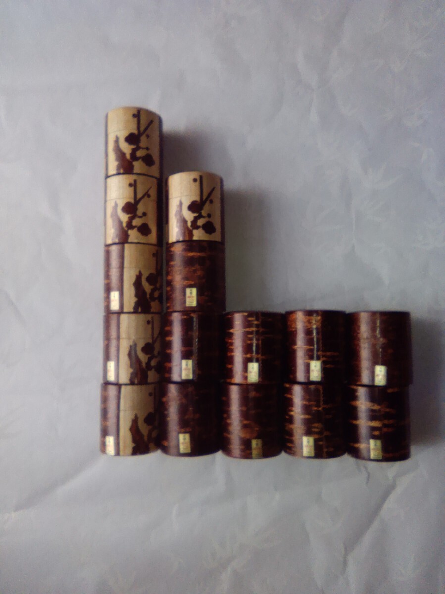 桜皮細工 樺細工 茶筒 茶器ブリキ2種類15点まとめて_画像2