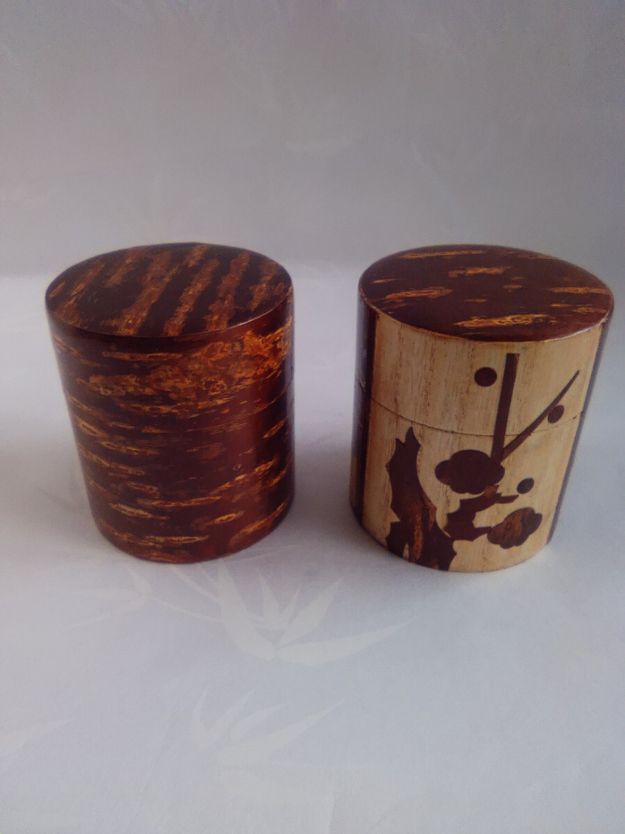 桜皮細工 樺細工 茶筒 茶器ブリキ2種類15点まとめて_画像7
