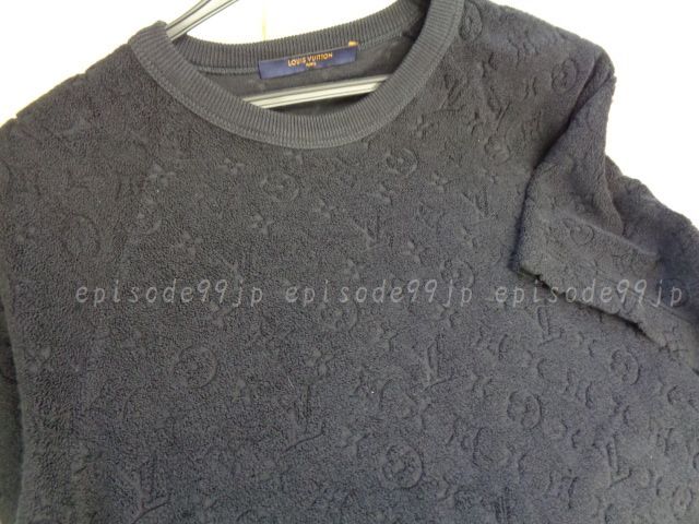 ルイヴィトン　美品 * タオル地のアイコニックTシャツ　黒　＃M_画像1