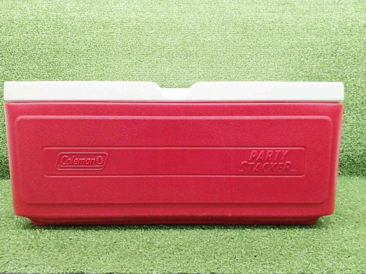 中古 汚れ有 coleman コールマン パーティスタッカー 23.5L クーラーボックス キャンプ レジャー 25QT 赤 レッド ①_画像1