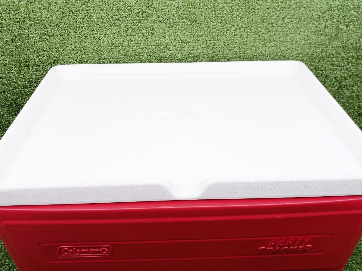 中古 汚れ有 coleman コールマン パーティスタッカー 23.5L クーラーボックス キャンプ レジャー 25QT 赤 レッド ①_画像2