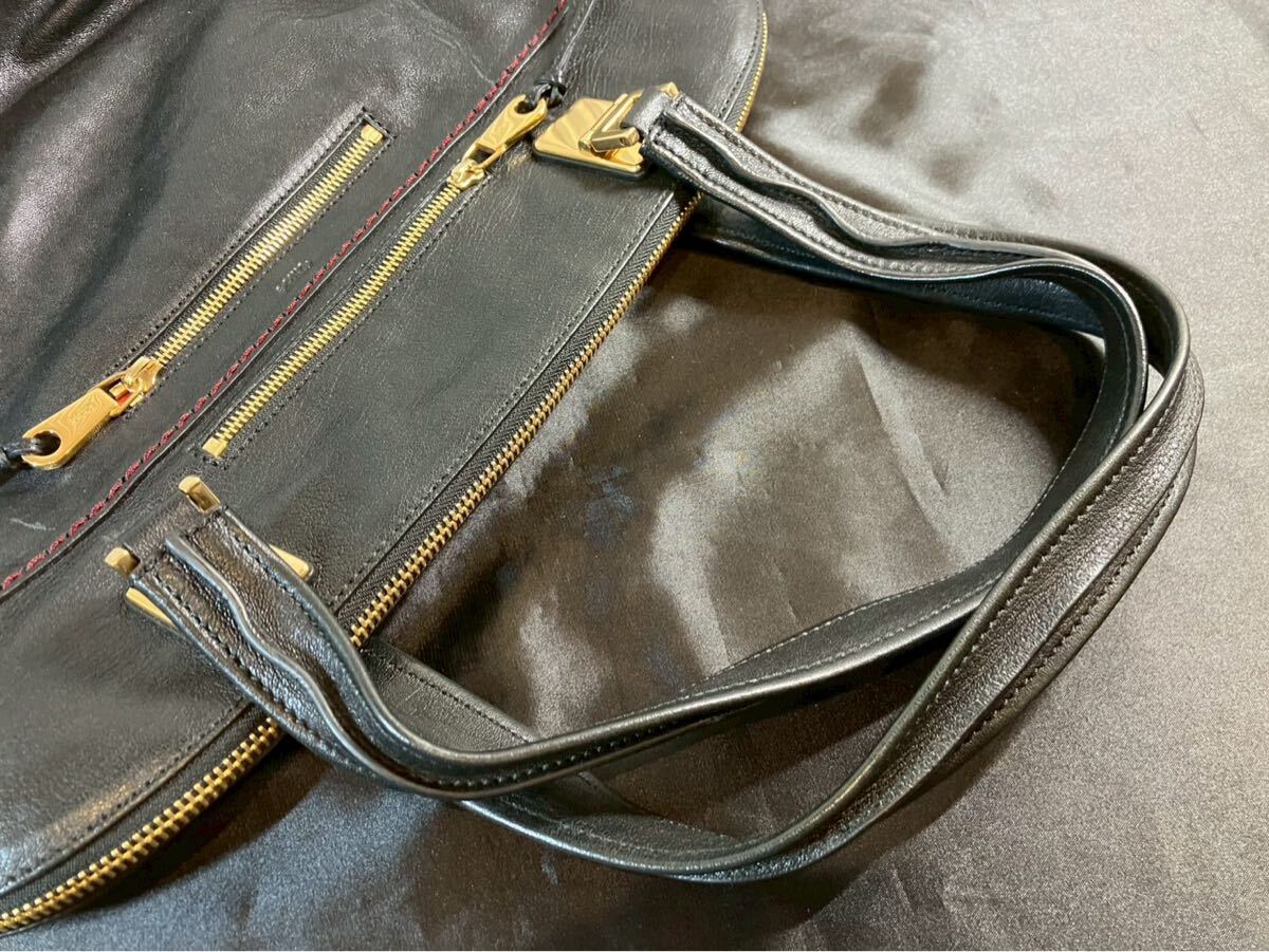 世小1610 Chlo クロエ アンジー 黒 レザー バッグ ハンドバッグ_画像6