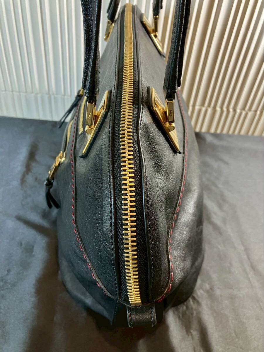 世小1610 Chlo クロエ アンジー 黒 レザー バッグ ハンドバッグ_画像3