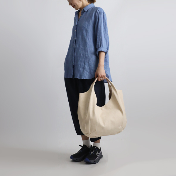 最終SALE 厚地 生成り デニム 牛革レザー 2way トートバッグ 裏地付 鞄 A4サイズ シンプル 内ポケツトP10A_画像7