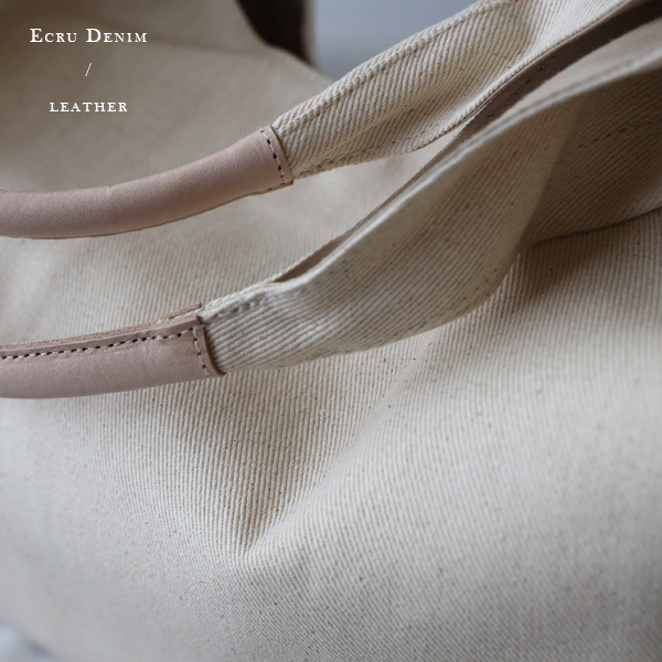 最終SALE 厚地 生成り デニム 牛革レザー 2way トートバッグ 裏地付 鞄 A4サイズ シンプル 内ポケツトP10A_画像10