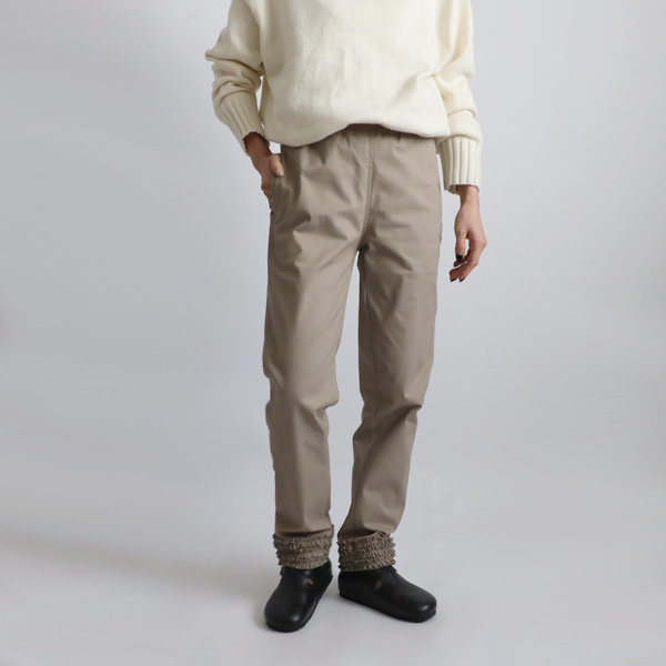 冬のパンツ祭り　１００ｃｍストレッチ伸縮コットンチノ生地小花フリル裾　 脚長パンツ巻き縫いベージュG54_画像6